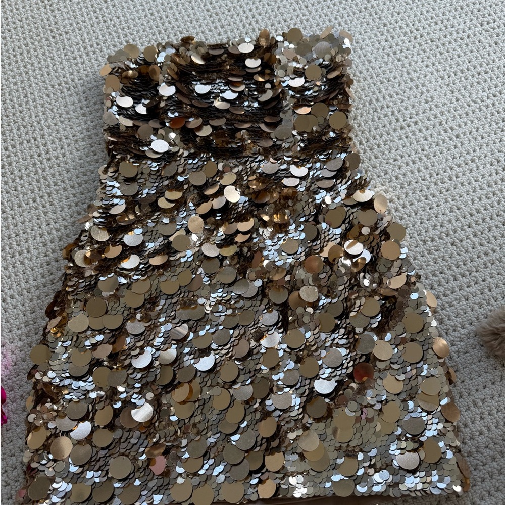 Retrofete Gold and Silver Sequin Mini Dress
